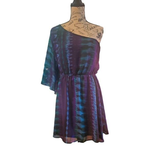 Angie one shoulder tie dye print mini dress. Size M - Picture 1 of 5